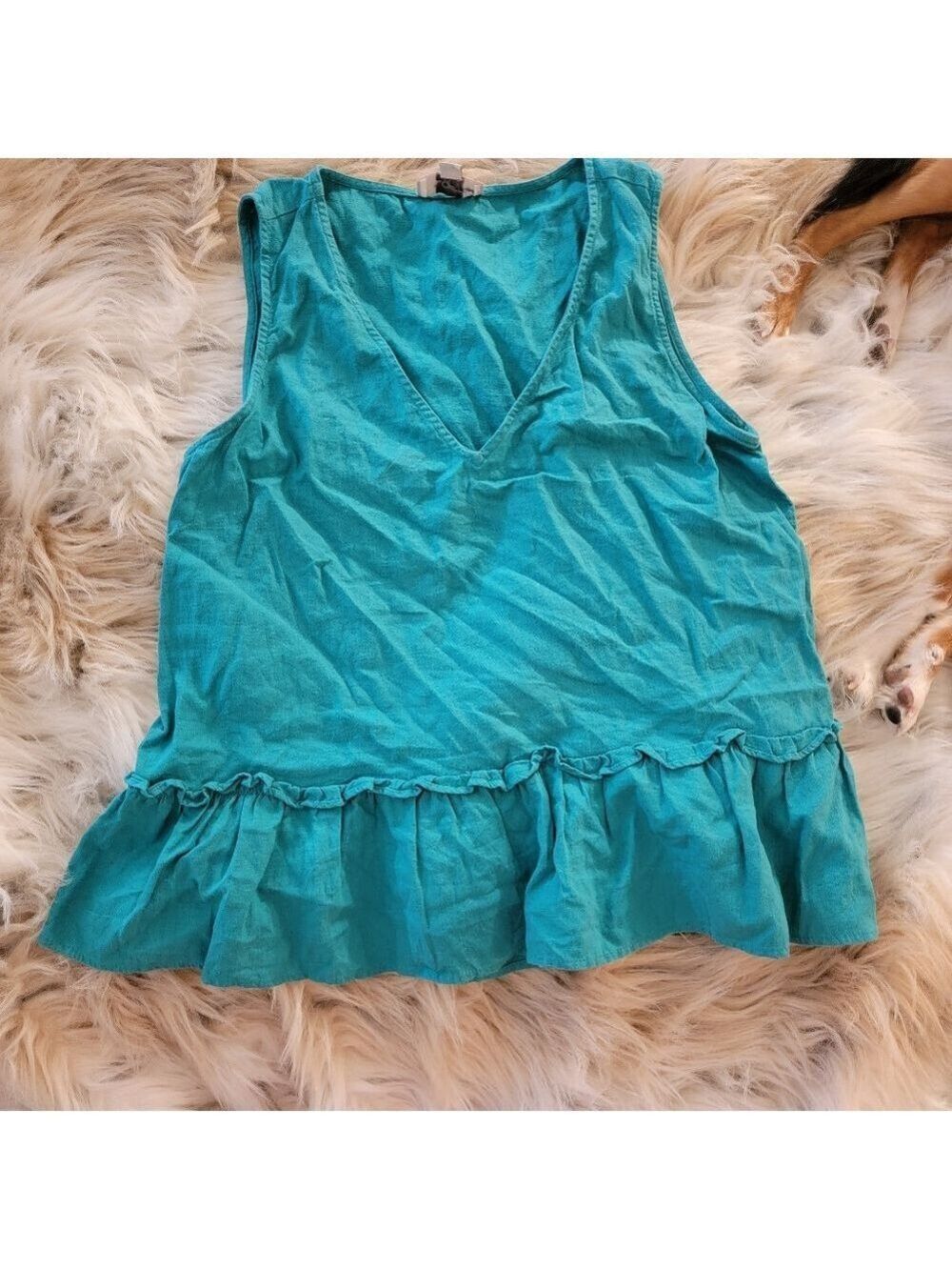 Loft Green V Neck Linen Blouse